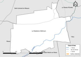 Carte en couleur présentantle réseau hydrographique de la commune