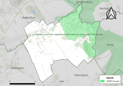 Carte de la ZNIEFF de type 1 sur la commune.