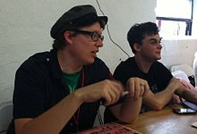 Jayson Thiessen, supervising director (left), and Shaun Scotellaro ("Sethisto"), the founder of the fansite Equestria Daily, at BroNYCon 2011