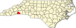 Mapa de Carolina del Norte con la ubicación del condado de Polk