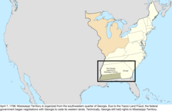 Map of the change to the United States in central North America on April 7, 1798