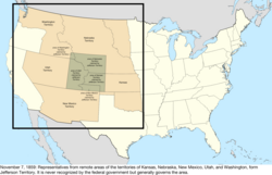 Map of the change to the United States in central North America on November 7, 1859