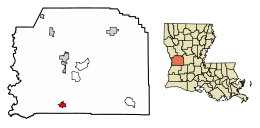 Location of Rosepine in Vernon Parish, Louisiana.