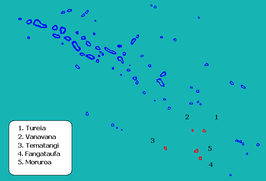 Plaats Tureia (1) binnen de Tuamotuarchipel
