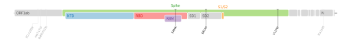 Les mutations du variant Zêta sur une carte génomique du SARS-CoV-2