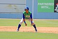 Image 24Baserunners generally stand a short distance away from their base between pitches, preparing themselves to either go back or steal the next base. (from Baseball rules)