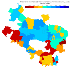 Crecimiento de la población por municipio (2008-2018)