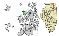 Location of Greenwood in McHenry County, Illinois.