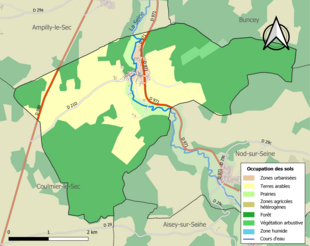 Carte en couleurs présentant l'occupation des sols.