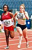 Australian athlete Alison Quinn on her way to a bronze medal in the 100m in the T37 100m at the 1996 Atlanta Paralympic Games