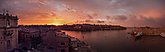 Panoramic view at sunset from Senglea towards Valletta