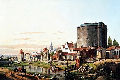 View of the remnants of Brussels' city walls near the Halle Gate in 1830–31, painting by François Bossuet