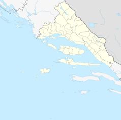 Mapa konturowa żupanii splicko-dalmatyńskiej, u góry znajduje się punkt z opisem „Liska”