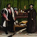 French ambassador to England Jean de Dinteville in "The Ambassadors", by Hans Holbein the Younger, 1533. This is a "large-pattern Holbein", Type III.