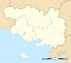 Mapa konturowa Morbihan, blisko centrum u góry znajduje się punkt z opisem „Locminé”