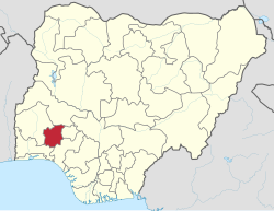 Location of Osun State in Nigeria