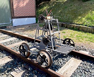 Gleismesswagen der Firma Scheidt & Bachmann M. Gladbach von 1918, heute bei der Rollbockbahn in Oberheinsdorf