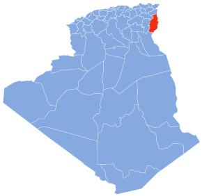 Harta provinciei Tlemcen în cadrul Algeriei