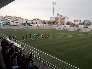 Die frühere IGP Arena bei einem Testspiel des FC Wil gegen den FC St. Gallen am 16. Januar 2015