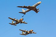 A Boeing 707 Re'em refueling a C-130H Hercules Karnaf of Squadrons 120 & 131 in 2016