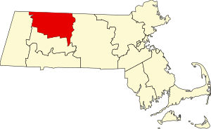 Map of Massachusetts highlighting Franklin County