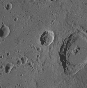 Nureyev crater (center) at a low sun angle