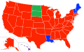 A doua cea mai prevalentă limbă nativă în Statele Unite ale Americii după stat (limba germană este marcată cu verde în zona de Midwestern United States of America, în două state, unul dintre acestea aflate la graniță cu Canada)