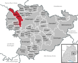 Elhelyezkedése Baden-Württemberg térképén