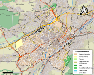 Carte en couleurs présentant l'occupation des sols.