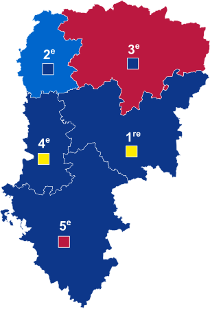 Nuance politique des candidats arrivés en tête dans chaque circonscription au 1er tour dans l'Aisne avec celle des candidats se maintenant au second tour.