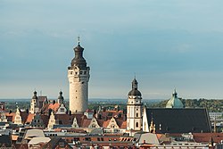 A view of Leipzig's Old Town Hall and St. Nicholas' Church