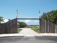 Wooden gateway open to the ocean