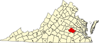 Map of Virginia highlighting Chesterfield County