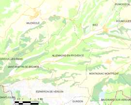 Mapa obce Allemagne-en-Provence