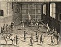 Fencing lessons in Faliede Bagijnkerk, Leyden around 1600