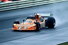 Photo de Hans-Joachim Stuck pilotant une March pendant le Grand Prix d'Allemagne 1976.