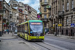 Tranvía en el centro de Leópolis