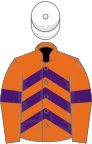 Orange, purple chevrons and armlets, white cap