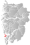 Austevoll markert med rødt på fylkeskartet