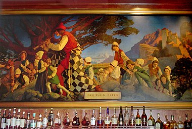 The "Pied Piper" mural by Maxfield Parrish in the "Pied Piper Bar" at the new Palace Hotel