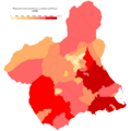 Loĝantaro de la municipoj de Murcia Regiono, 2018.