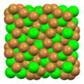 Space-filling model of the packing of Sr2+ and Br− ions in α-SrBr2