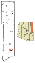 Location of Springerville in Apache County, Arizona