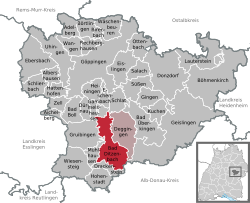 Elhelyezkedése Baden-Württemberg térképén