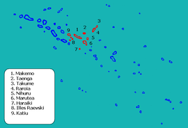 Vyznačenie atolov komunity Makemo v súostroví Tuamotu