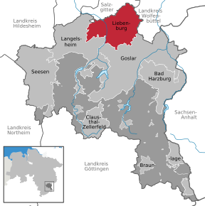 Poziția Liebenburg pe harta districtului Goslar