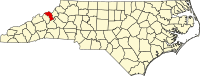 Map of North Carolina highlighting Mitchell County