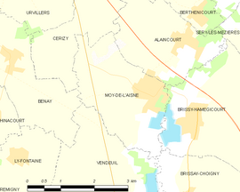 Mapa obce Moÿ-de-l’Aisne