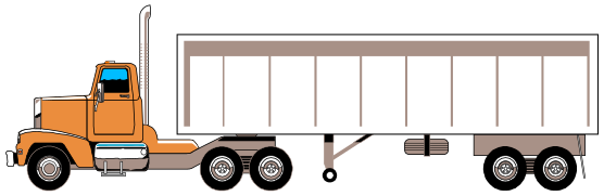 The front tandem-axles are typically under power by the tractor. The rear tandem-axles, not powered, are supporting the rear of the trailer.