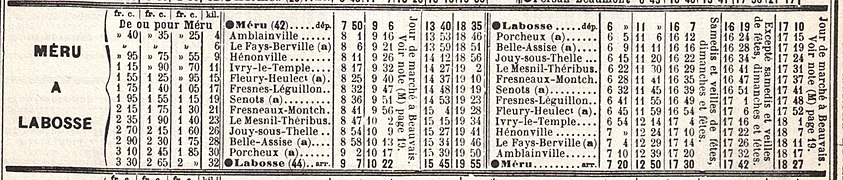 Horaires de la ligne en mai 1914